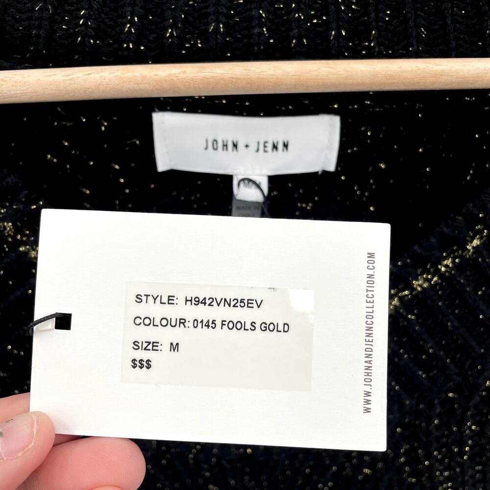 John & Jenn Evereve NWT Black Fabio Sweater with Gold Shimmer // M - Picture 5 of 12